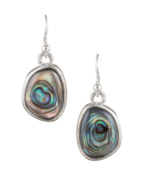 Women's Lush Sterling Silver and Abalone Shell Drop Earrings