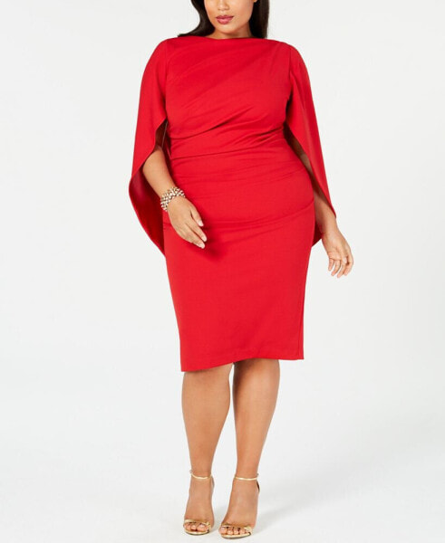 Plus Size Ruched Cape Dress