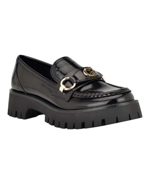 Women's Almost Slip-On Lug Sole Round Toe Bit Loafer