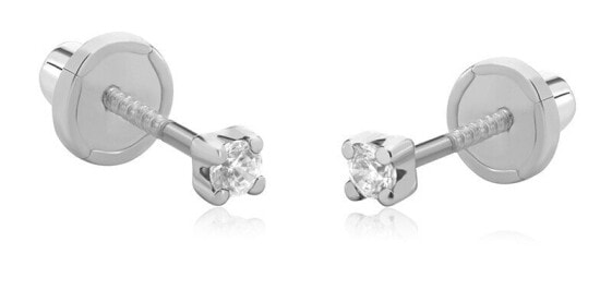 Elegant white gold earrings with zircons 14/816.501/17ZIR