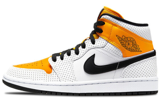 Кроссовки Nike Air Jordan 1 Mid Laser Orange (Белый)