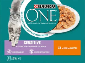 Nassfutter Katze Sensitive mit Huhn & Karotten, Multipack (8x85 g), 680 g