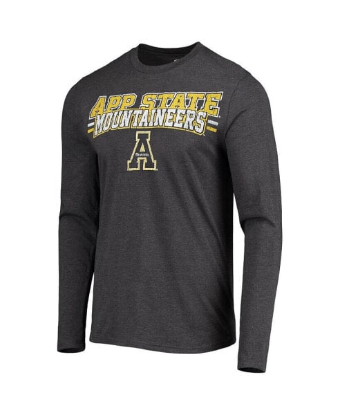 Men's Black and Heathered Charcoal Appalachian State Mountaineers Meter Long Sleeve T-shirt and Pants Sleep Set