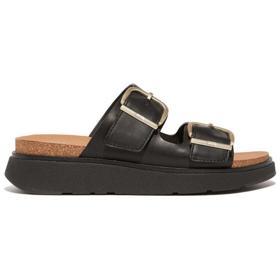 Шлепанцы женские Fitflop Buckle Two-Bar Leather Black