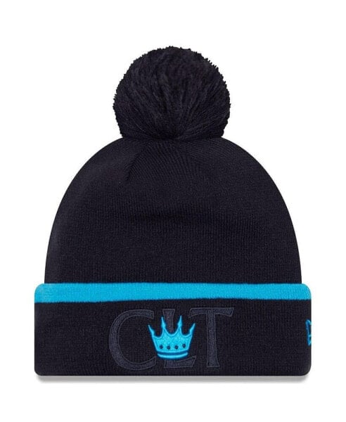 Men's Black Charlotte FC Wordmark Kick Off Cuffed Knit Hat with Pom