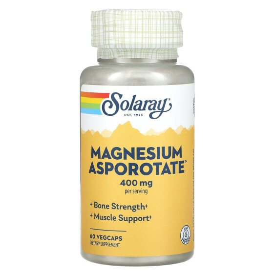 Витамины Магний SOLARAY Asporotate, 400 мг, 60 капсул (200 мг на капсулу)