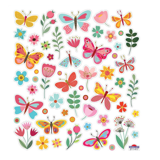 GLOBAL GIFT Classy Butterflies Colors And Flowers Stickers