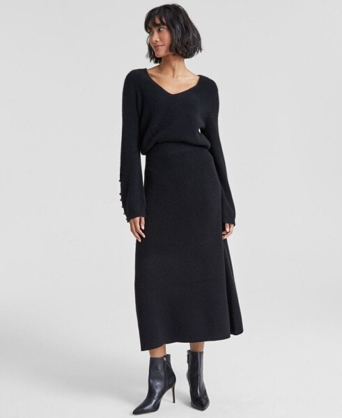 Women's Cashmere A-Line Shaker Midi Skirt, Created for Macy's