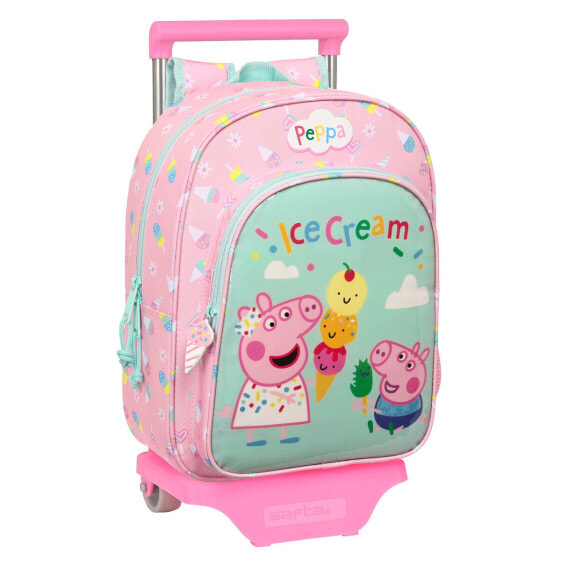 Детский рюкзак с колесиками Peppa Pig Ice cream Розовый Мята 26 x 34 x 11 см
