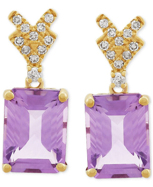 Pink Amethyst (2-3/4 ct. t.w.) & Diamond (1/10 ct. t.w.) Drop Earrings in 14k Gold