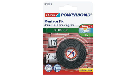 Tesa 55750 - Mounting tape - Black - 1.5 m - Outdoor - Brick,Metal,Plastic,Stone - 0.1 kg/cm