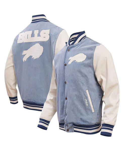 Men's Denim Distressed Buffalo Bills Varsity Blues Full-Snap Varsity Jacket