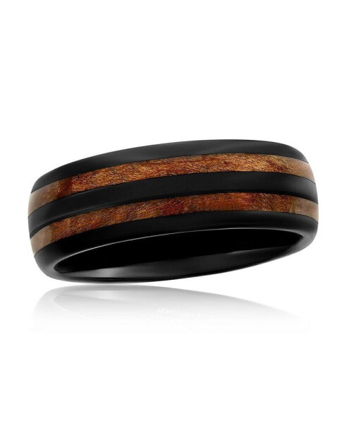 Genuine Wood Inlay Tungsten Ring