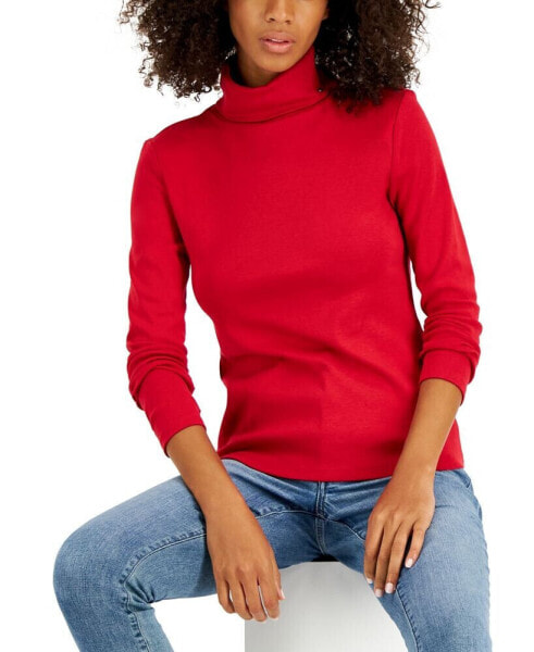 Women's Long Sleeve Cotton Turtleneck Top