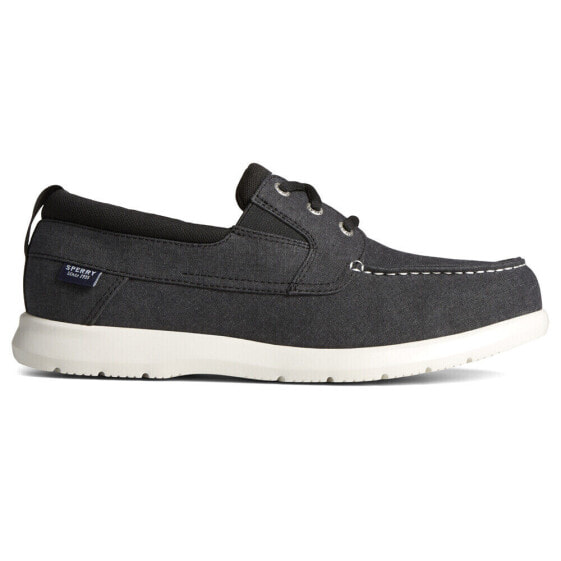 Sperry Bowrider Plushstep 3Eye Chambray Boat Mens Black Casual Shoes STS24844