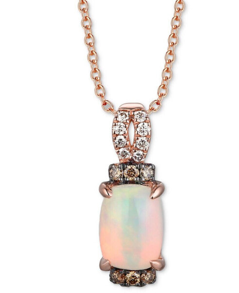 Neopolitan Opal (3/4 ct. t.w.) & Diamond (1/6 ct. t.w.) 18" Pendant Necklace in 14k Rose Gold
