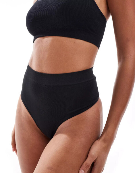 ASOS DESIGN seamless everyday smoothing thong in black