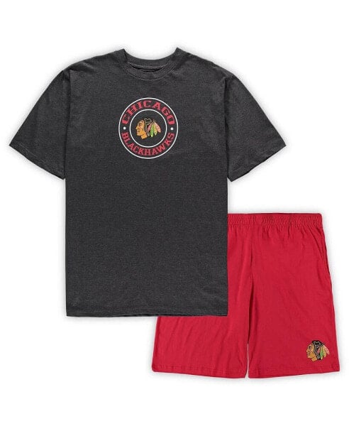 Пижама Concepts Sport для мужчин "Chicago Blackhawks" красная, с серым, больших размеров.