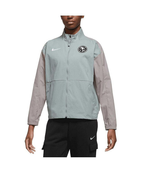 Свитшот Nike женский серый Club America Team Anthem Raglan Full-Zip - Куртка
