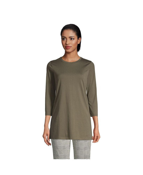 Petite 3/4 Sleeve Supima Cotton Crewneck Tunic