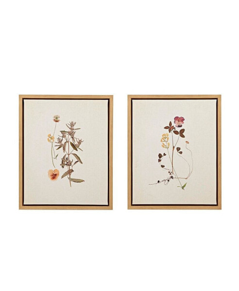 Martha Stewart French Herbarium Set Framed Linen Canvas 2-Pc Set