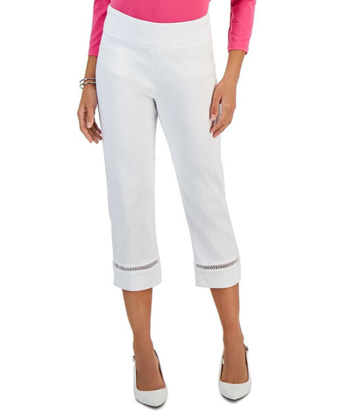 Women's Woven Lace-Trim Capri Pull-On Pants, Created for Macy's