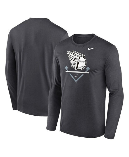 Men's Anthracite Cleveland Guardians Icon Legend Performance Long Sleeve T-shirt