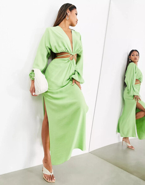 ASOS EDITION cut out detail midi dress in apple green