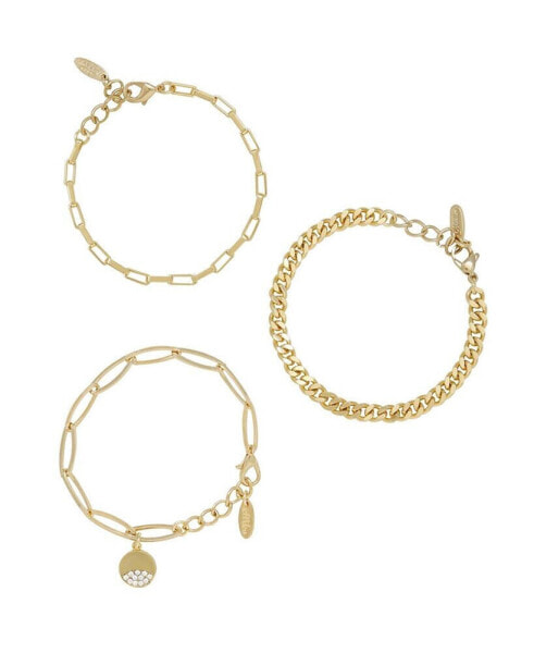 18K Gold Plated Power of Three Bracelet Set, 3 Pieces