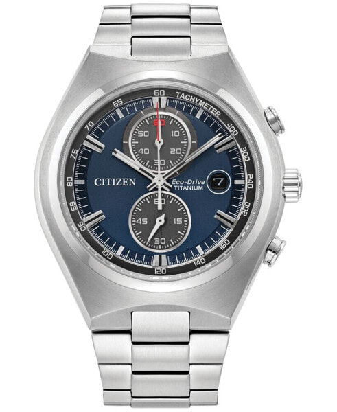 Eco-Drive Men's Chronograph Weekender Silver-Tone Titanium Bracelet Watch 43mm, Created for Macy's