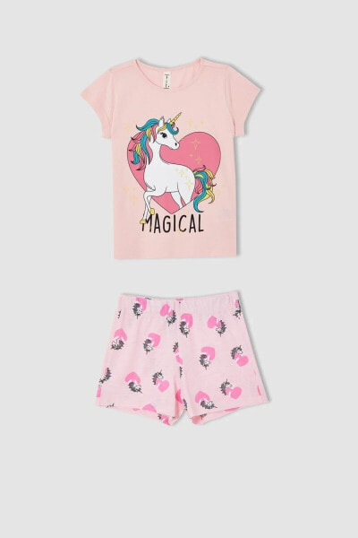 Kız Çocuk Unicorn Baskılı Kısa Kollu Pijama Takımı T2059A621SM