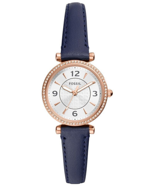 Часы и аксессуары Fossil Женские часы Carlie на подлинной коже Navy 28 мм