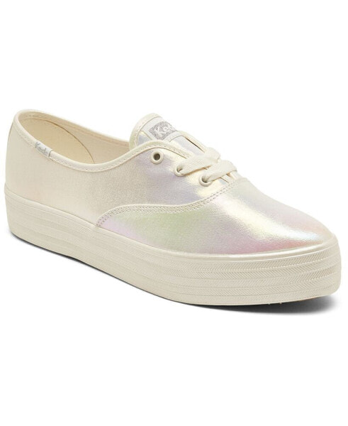 Кроссовки женские платформенные из хлопка Keds Point Canvas Lace-Up Casual Sneakers from Finish Line