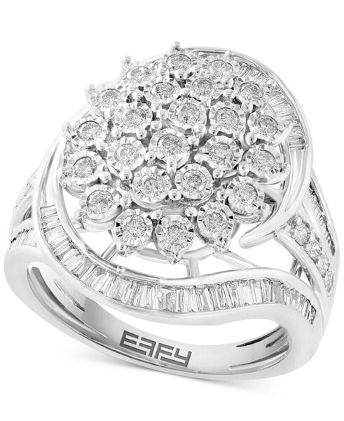 EFFY® Diamond Round & Baguette Cluster Swirl Ring (7/8 ct. t.w.) in 14k Gold