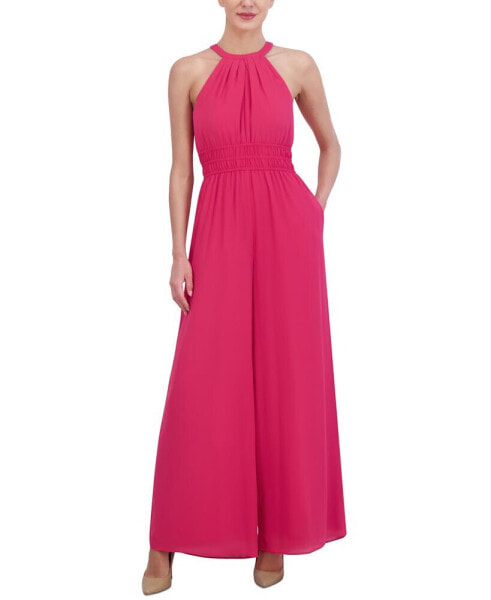 Women's Chiffon Halter-Neck Wide-Leg Jumpsuit