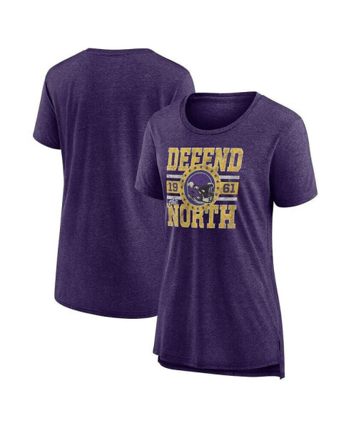 Women's Heather Purple Distressed Minnesota Vikings Our Pastime Tri-Blend T-shirt