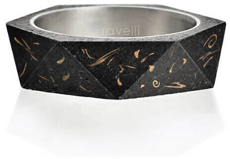 Stylish concrete ring Cubist Fragments Edition copper / anthracite GJRUFCA005