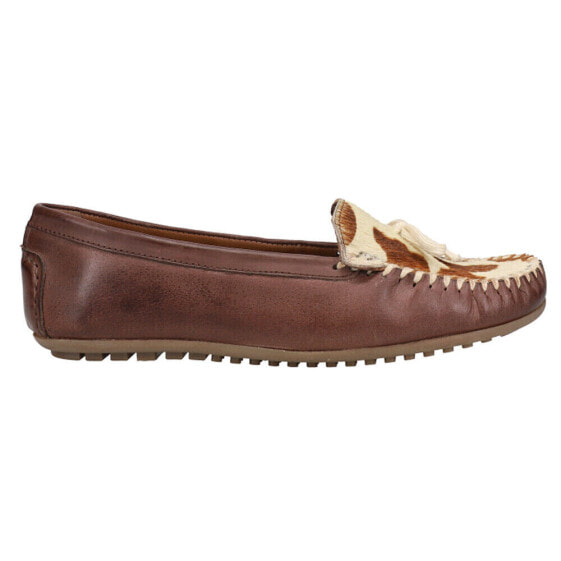 Roper Lilly Cow Print Moccasins Womens Brown Flats Casual 09-021-0990-2914