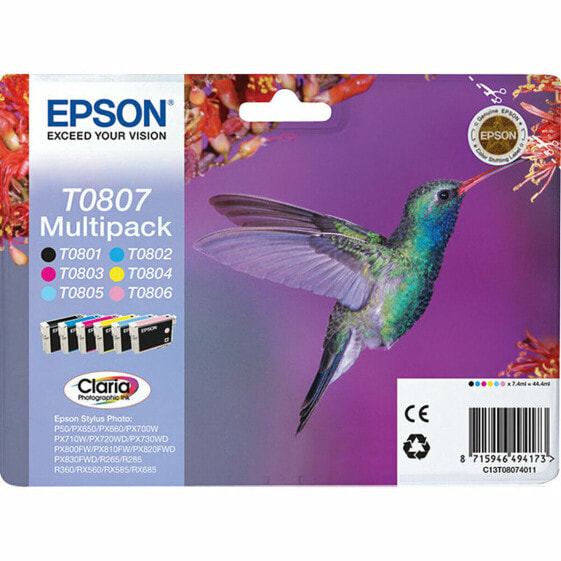 Картридж с оригинальными чернилами Epson Multipack T0807 6 colores Multipack T0807 Разноцветный