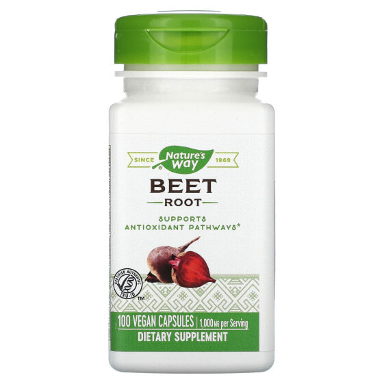 Капсулы веганские Витамины и БАДы Овощи NATURE'S WAY Beet Root, 1,000 мг, 100 капсул (500 мг в каждой)
