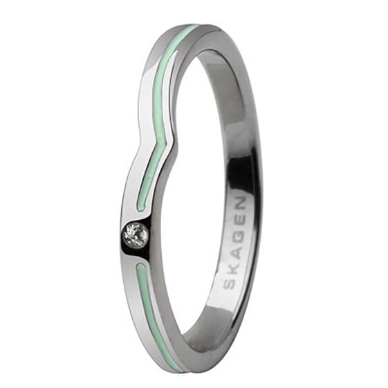 Кольцо Skagen Jrsa018Ss6 из стали, с зеленым циферблатом, диаметр 13 мм