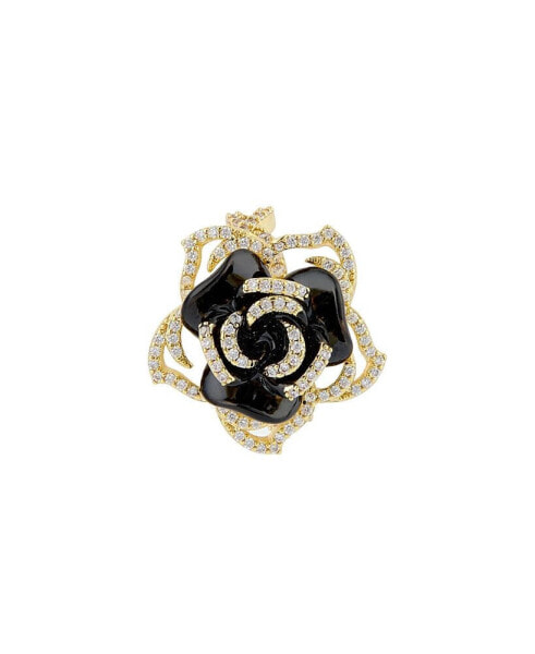 Кольцо heyMAEVE с черной эмалью, покрытое золотом 18K
