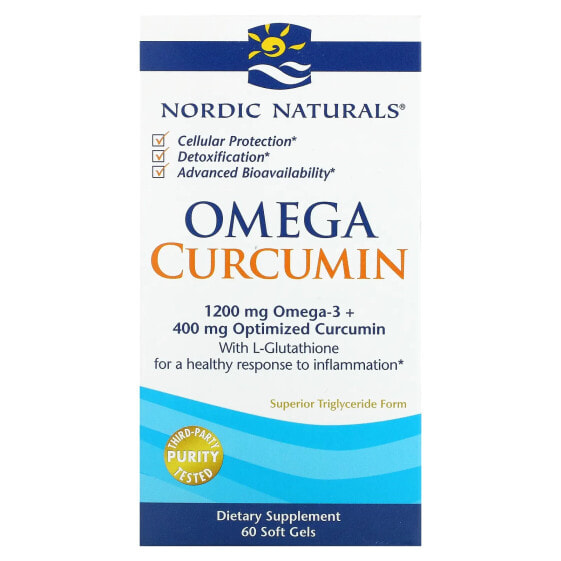 Nordic Naturals, куркумин с омега кислотами, 600 мг, 60 капсул