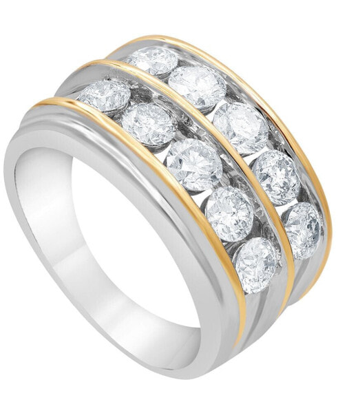 Men's Diamond Two Row Band (3 ct. t.w.) in 10k Gold & White Gold