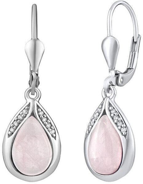 Silver earrings with natural rose JST13327RQE