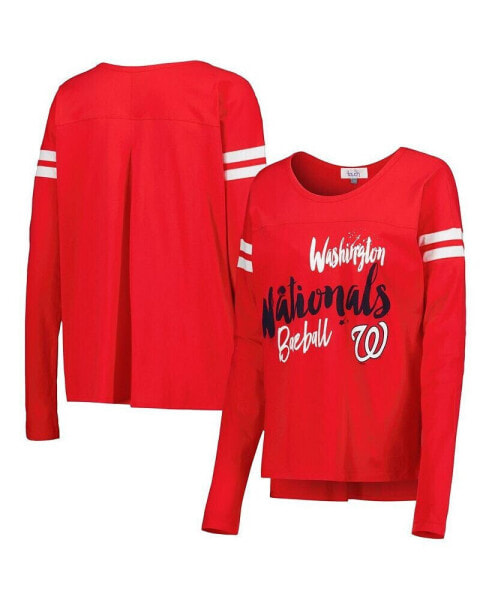 Women's Red Washington Nationals Free Agent Long Sleeve T-shirt