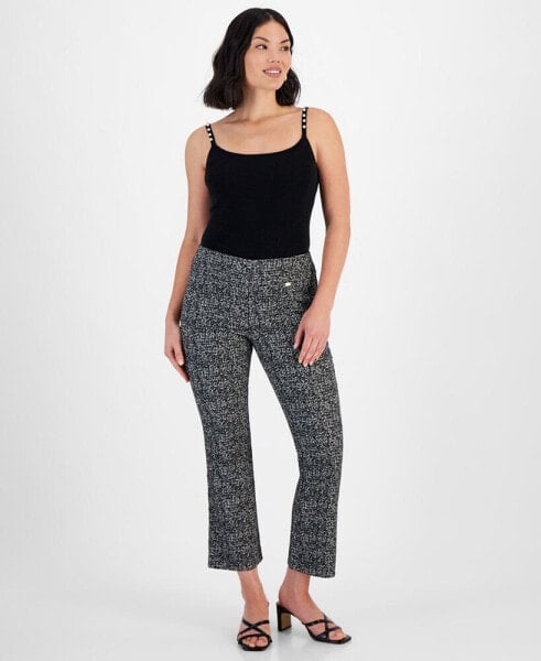 Petite Mid Rise Mini-Bootcut Jacquard Pants, Created for Macy's