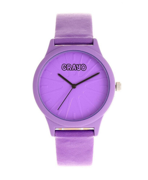 Часы Crayo Splat Purple Leatherette Strap 38mm