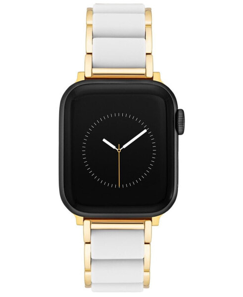 Women's White Silicone and Gold-Tone Alloy Link Bracelet Compatible with 42mm/44mm/45mm/Ultra/Ultra 2 Apple Watch