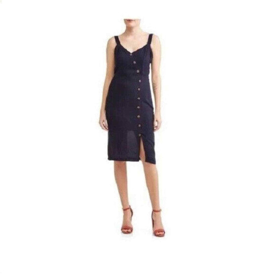 LOVE SADIE women's button detail dress Naby Blue Size Small